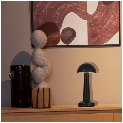 Lámpara de Mesa LED Recargable "Mushroom LED" Dimeable Negro-4