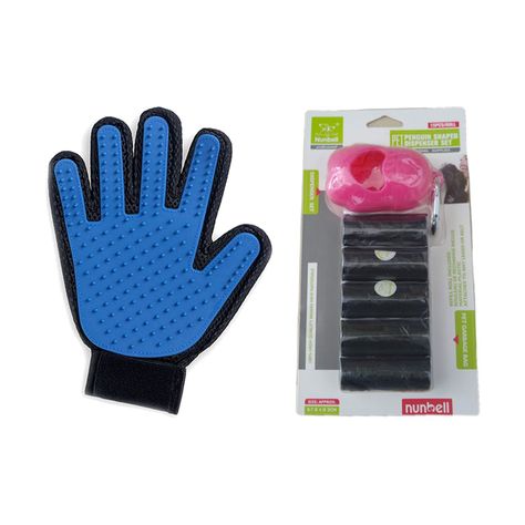 Set Para Mascotas Esencial Guante Cepillo + Bolsa Para Desechos-0