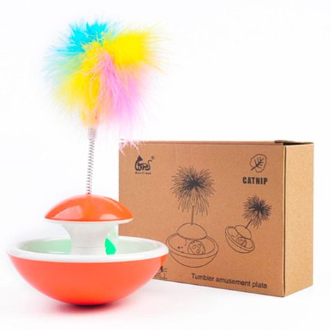 Juguete Interactivo Con Pelota y Plumas Para Gatos-2