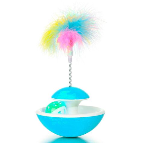 Juguete Interactivo Con Pelota y Plumas Para Gatos-1