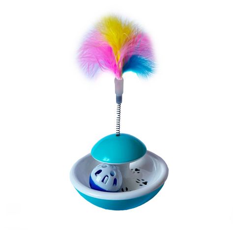 Juguete Interactivo Con Pelota y Plumas Para Gatos-0