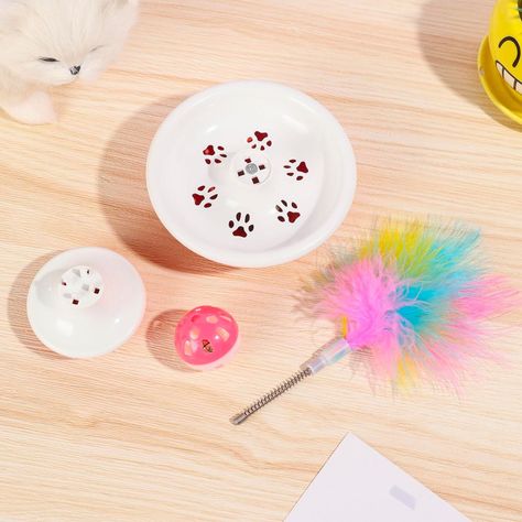 Juguete Interactivo Con Pelota y Plumas Para Gatos-5