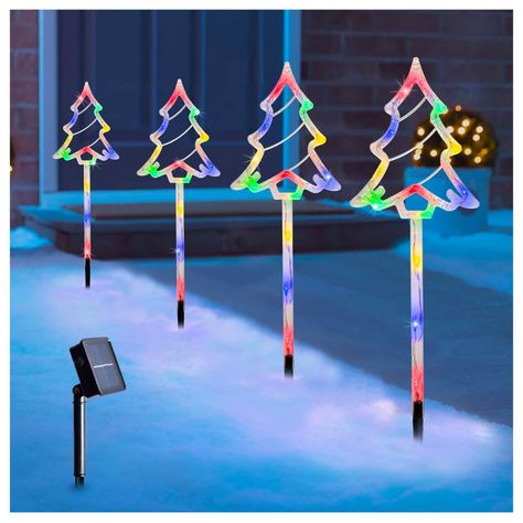 Set 4 Estacas Solares Navidad Diseño Árbol-6