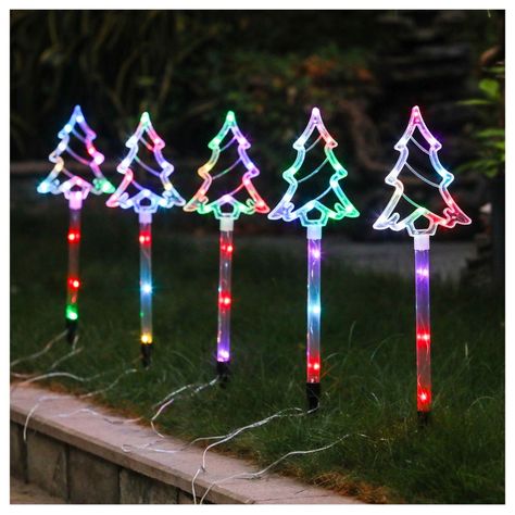 Set 4 Estacas Solares Navidad Diseño Árbol-5