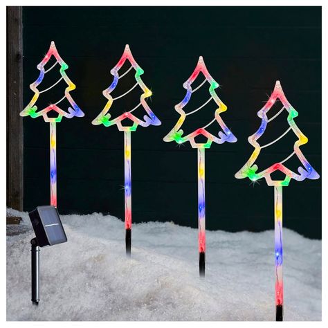 Set 4 Estacas Solares Navidad Diseño Árbol-4
