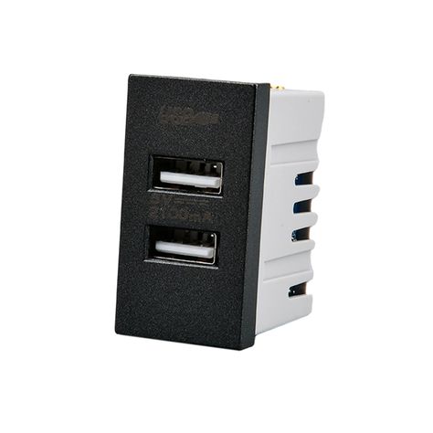 Pack 20 Módulo USB Doble Metálico 250V - Negro-1
