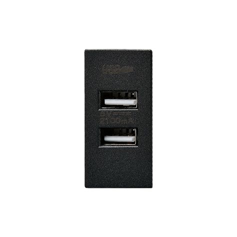 Pack 20 Módulo USB Doble Metálico 250V - Negro-3
