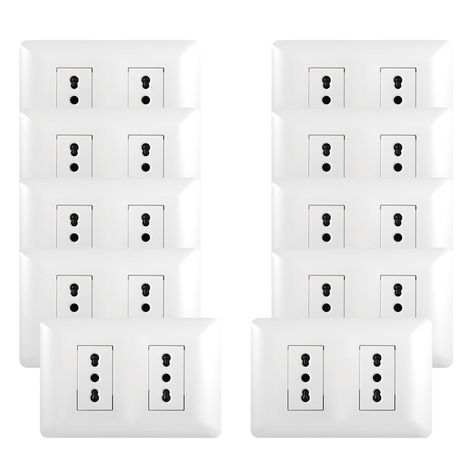 Pack 10 Tomacorriente Doble 10/16A 250V Blanco-0