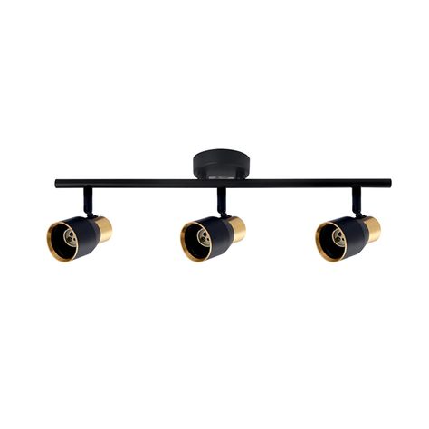 Foco Spot Cielo o Muro Porta 3xGU-10 Round Negro/Dorado Incluye Ampolleta-0