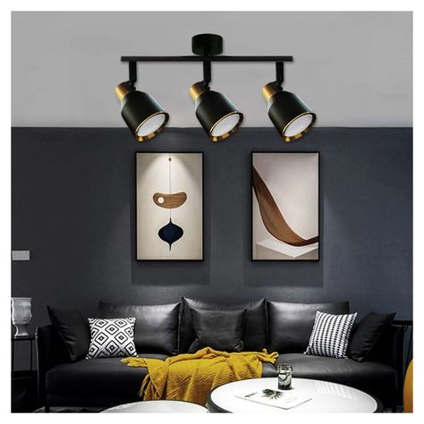 Foco Spot Cielo o Muro Porta 3xGU-10 Round Negro/Dorado Incluye Ampolleta-2