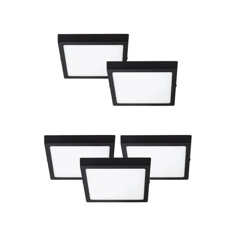 Pack 5 Panel LED Sobrepuesto Cuadrado Negro PRO 24W Neutro-0