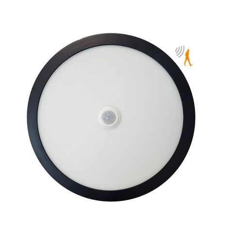 Pack 3 Panel Redondo LED ECO Sobrepuesto Negro Con Sensor 12W Neutro-0