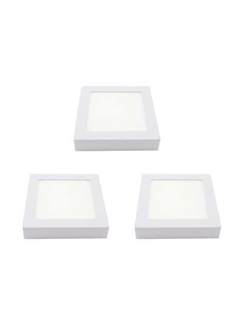 Pack 3 Panel Cuadrado LED ECO Sobrepuesto Blanco 6W Frío-0
