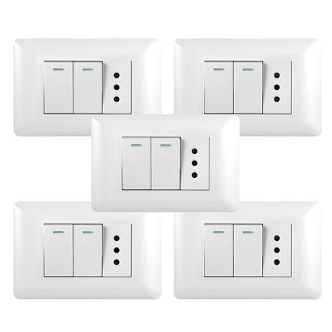 Pack 5 Tomacorriente 10A 250V + Interruptor 9/12 10A 250V-0