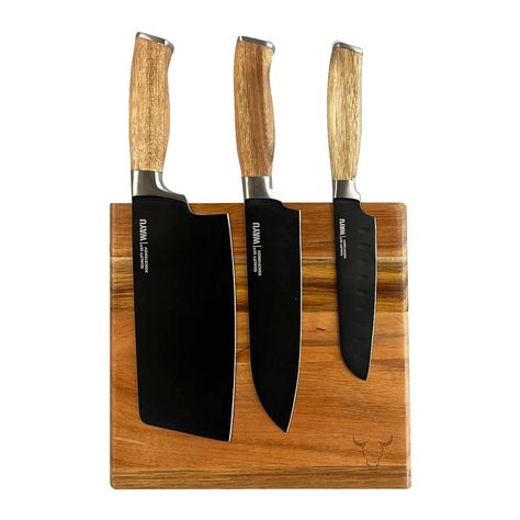 Block Magnético + 3 Cuchillos Madera Acacia - Wayu-1