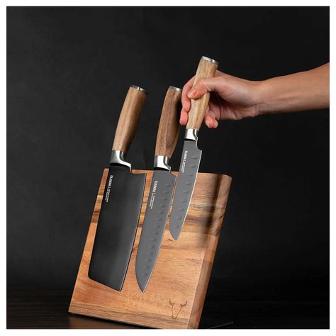 Block Magnético + 3 Cuchillos Madera Acacia - Wayu-3