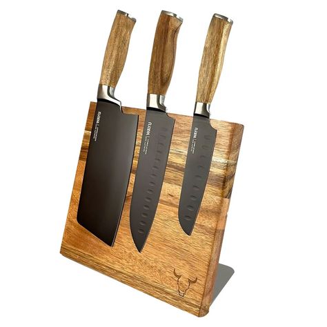 Block Magnético + 3 Cuchillos Madera Acacia - Wayu-0