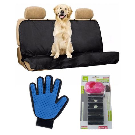 Set Para Mascotas Premium Guante Cepillo + Bolsa Desechos + Cubre Asiento-0
