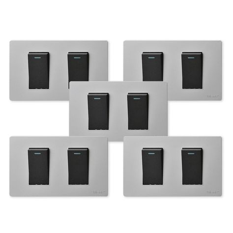 Pack 5 Interruptores Doble Metálico 9/12 16A - Gris/ Negro-0