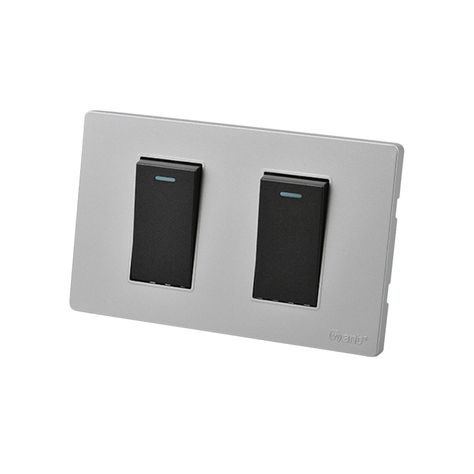 Pack 5 Interruptores Doble Metálico 9/12 16A - Gris/ Negro-1