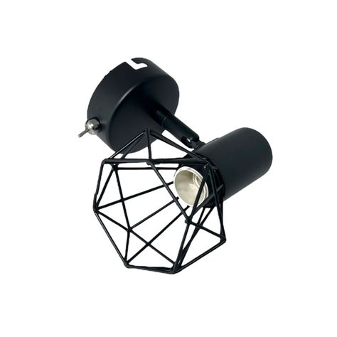 Apliqué de Techo Sobrepuesto Rejilla Geométrica E-14 Negro Ampolleta Cálida-0