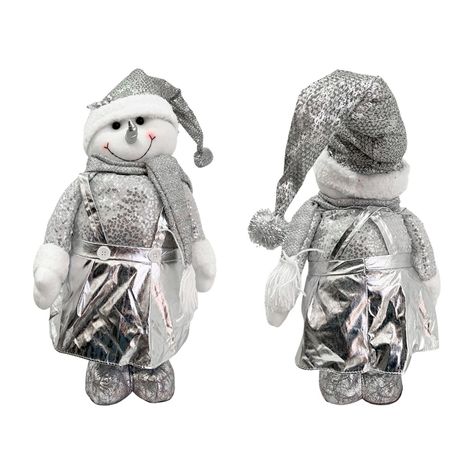 Mono Nieve Navidad Patas Largas Plateado 45 cm-2