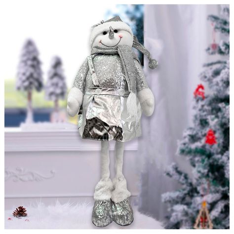 Mono Nieve Navidad Patas Largas Plateado 45 cm-7