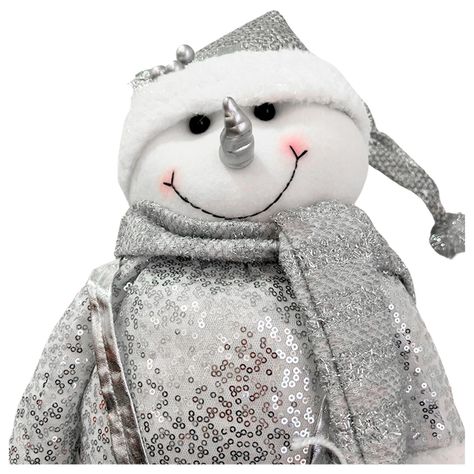 Mono Nieve Navidad Patas Largas Plateado 45 cm-5
