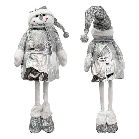 Mono Nieve Navidad Patas Largas Plateado 45 cm-3