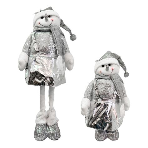 Mono Nieve Navidad Patas Largas Plateado 45 cm-1