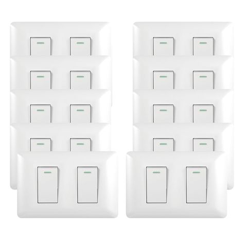 Pack 10 Interruptor Doble 9/24 10A 250V Blanco-0