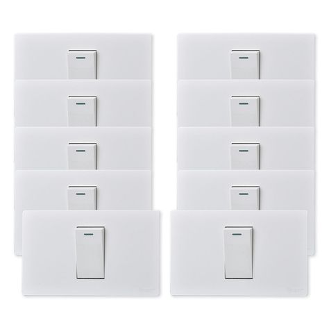 Pack 10 Interruptores Simple Metálico 9/12 16A - Blanco-0