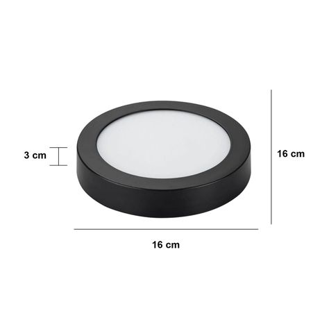 Panel Redondo LED ECO Sobrepuesto Negro 12W Neutro-1