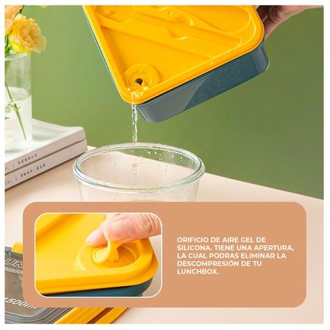 Taper Contenedor Plástico "Lunch Box" + Cubiertos 1500ml-1