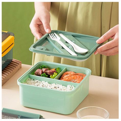 Taper Contenedor Plástico "Lunch Box" + Cubiertos 1500ml-2