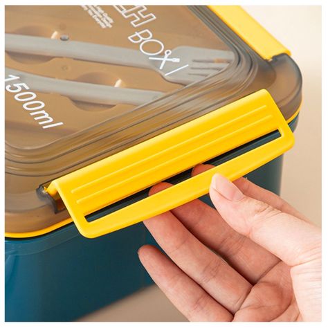 Taper Contenedor Plástico "Lunch Box" + Cubiertos 1500ml-3