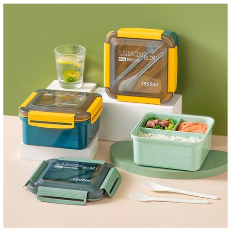 Taper Contenedor Plástico "Lunch Box" + Cubiertos 1500ml-4