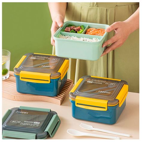 Taper Contenedor Plástico "Lunch Box" + Cubiertos 1500ml-5