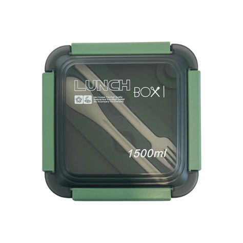 Taper Contenedor Plástico "Lunch Box" + Cubiertos 1500ml-6