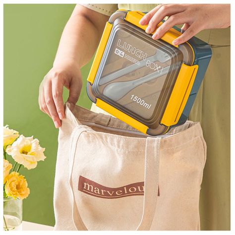 Taper Contenedor Plástico "Lunch Box" + Cubiertos 1500ml-7