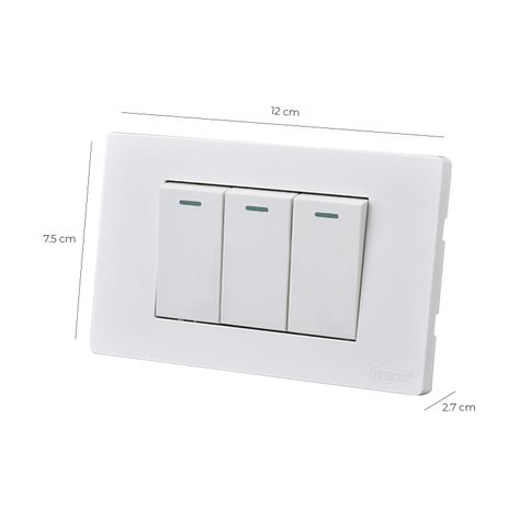 Pack 10 Interruptores Triple Metálico 9/12 16A - Blanco-2