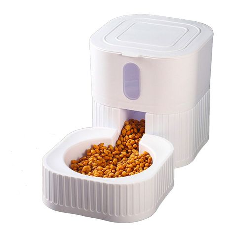 Dispensador de Comida Mascotas Cuadrado Blanco-1