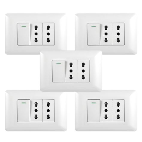Pack 5 Tomacorriente 10/16A 250V + Interruptor 9/12 10A-0