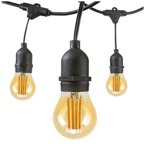 GUIRNALDA DE LUCES EXTERIOR E-27 10M CON 10 AMPOLLETAS 4W FILAMENTO-0