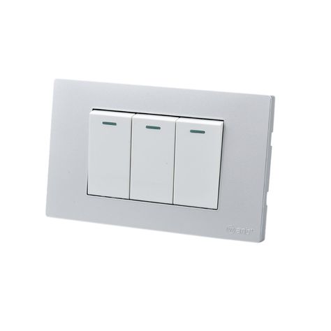 Pack 10 Interruptores Triple Metálico 9/12 16A - Gris/ Blanco-1