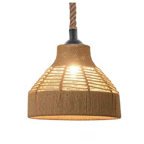 Lámpara Colgante E-27 Diseño Campana Cáñamo Incluye Ampolleta Calida-0