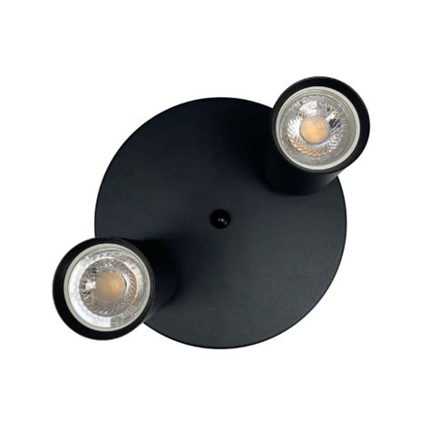 Pack 5 Foco Sobrepuesto Con Base Redonda 2xGU-10 Altair II Negro Ampolleta Cálida-1