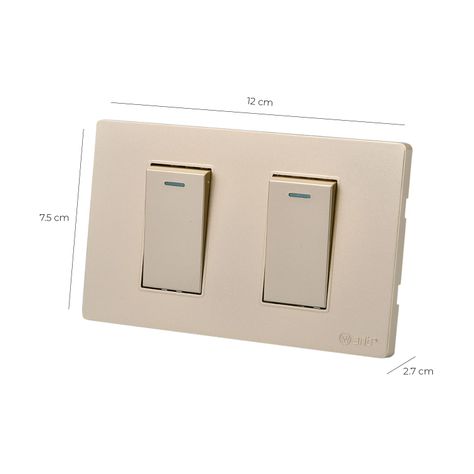 Pack 10 Interruptores Doble Metálico 9/12 16A - Dorado-2