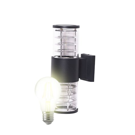 Aplique Espiral Doble Porta E-27 Negro Incluye Ampolleta Cálida-1