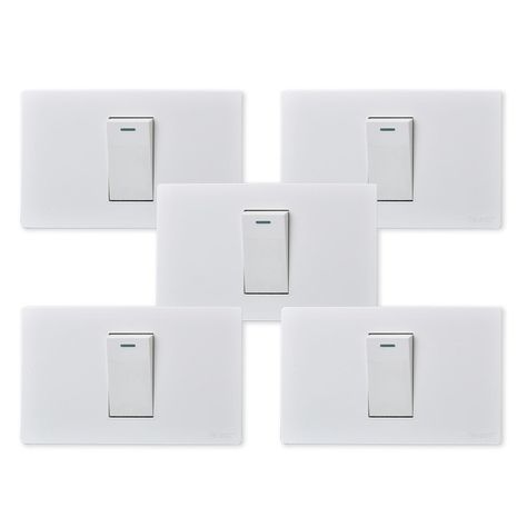 Pack 5 Interruptores Simple Metálico 9/12 16A - Blanco-0